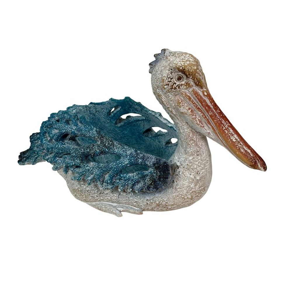 Pelican Wine Bottle Holder Coastal Blue Resin Tabletop Rack 6.25 In